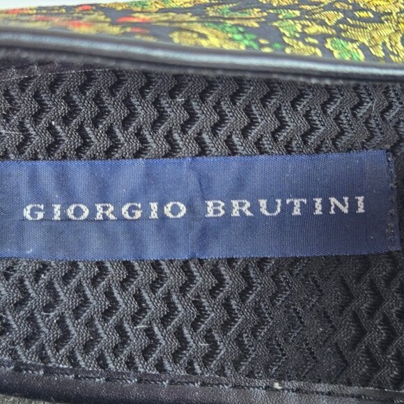 Giorgio Brutini Sz 12M Gold Tapestry Textile Loafers Slip On Classy Party Formal - Picture 10 of 12